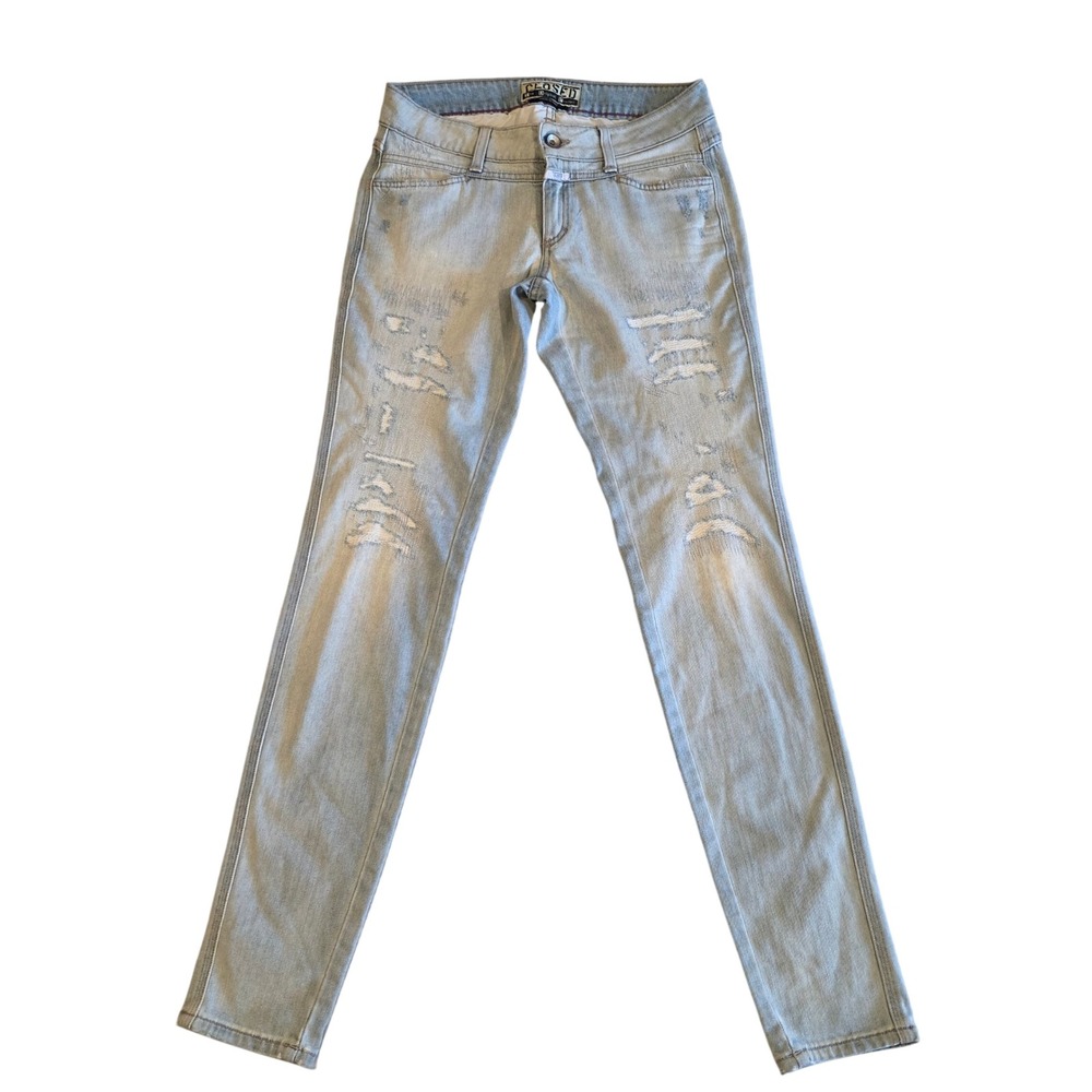 Closed Pedal Star Jeans Made in Italy Light Wash Distressed Slim Fit 27 91805